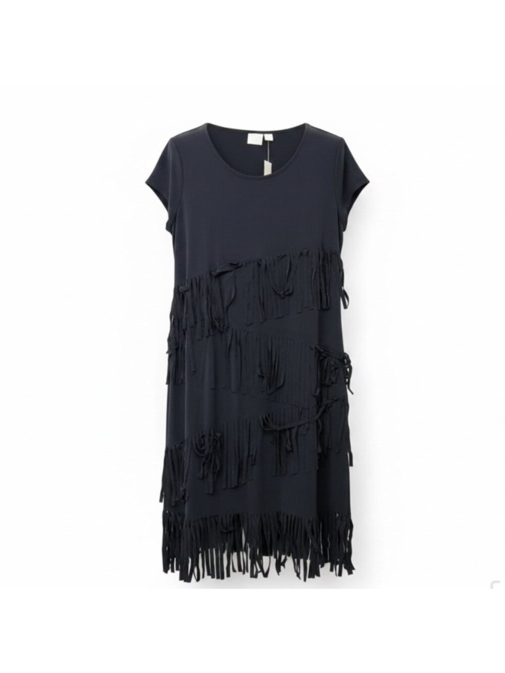 Chicos Womens Black Fringe Short Dress Stylish Evening Wear Size 2